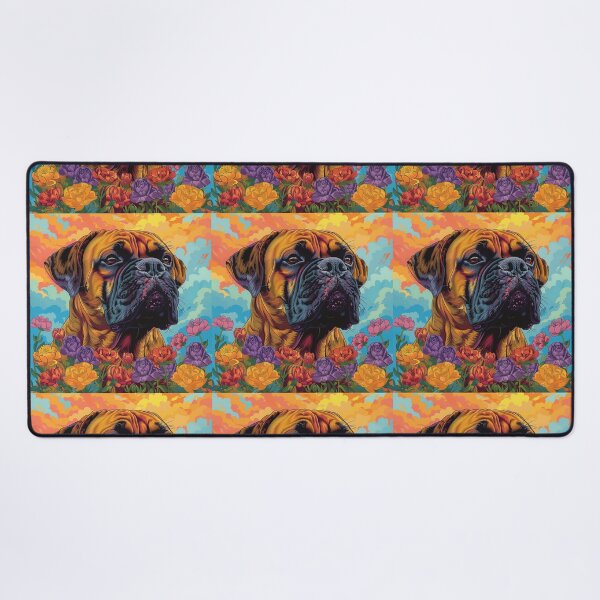 Item preview, Colorful Bullmastiff puppy dog with flowers designed and sold by MendaciousMina.