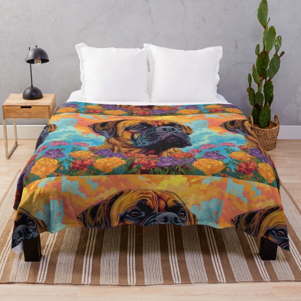 Item preview, Colorful Bullmastiff puppy dog with flowers designed and sold by MendaciousMina.