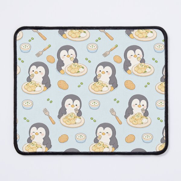 Item preview, Kawaii Penguin Potato Dumpling Food Pattern designed and sold by Soft Berry Studio.