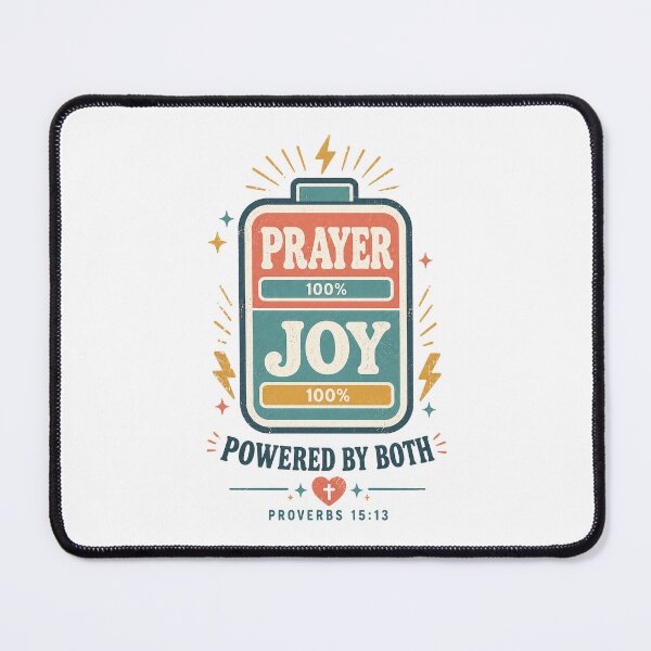 Item preview, Powered by Prayer and Joy Battery Christian Shirt Proverbs 15:13 Faith Design designed and sold by SoulThread Studio.