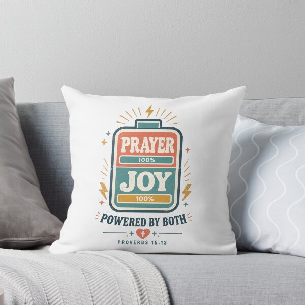 Item preview, Powered by Prayer and Joy Battery Christian Shirt Proverbs 15:13 Faith Design designed and sold by SoulThread Studio.