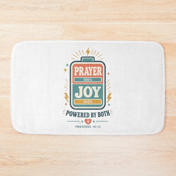 Item preview, Powered by Prayer and Joy Battery Christian Shirt Proverbs 15:13 Faith Design designed and sold by SoulThread Studio.