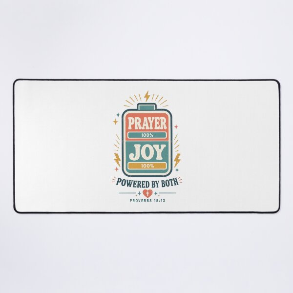 Item preview, Powered by Prayer and Joy Battery Christian Shirt Proverbs 15:13 Faith Design designed and sold by SoulThread Studio.