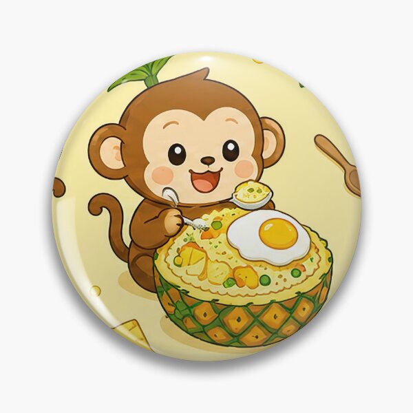 Item preview, Kawaii Monkey Pineapple Fried Rice Food Pattern designed and sold by Soft Berry Studio.