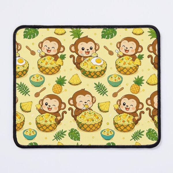 Item preview, Kawaii Monkey Pineapple Fried Rice Food Pattern designed and sold by Soft Berry Studio.