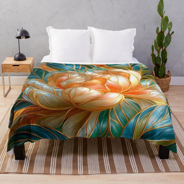 Item preview, Peony Floral Art in Gold, Green and Blue. designed and sold by MargaretWiktor.