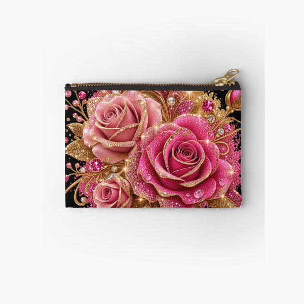 Item preview, Glittering Pink and Gold Rose Bouquet – Luxury Sparkle Floral Design designed and sold by Lily Lola.