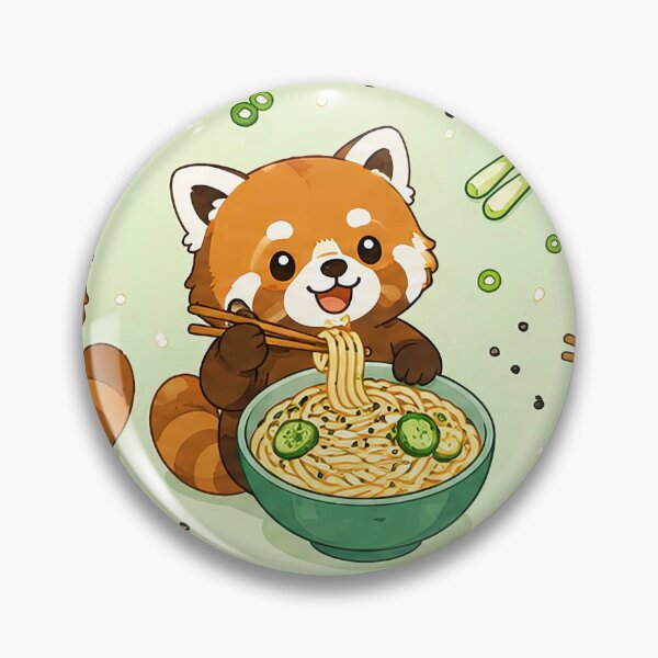 Item preview, Kawaii Red Panda Sesame Noodle Food Pattern designed and sold by Soft Berry Studio.