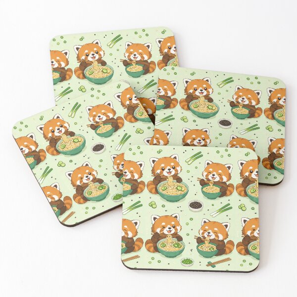 Item preview, Kawaii Red Panda Sesame Noodle Food Pattern designed and sold by Soft Berry Studio.