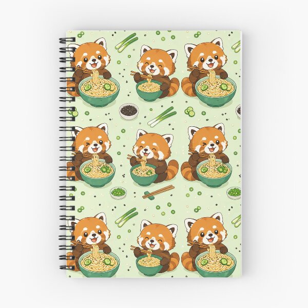 Item preview, Kawaii Red Panda Sesame Noodle Food Pattern designed and sold by Soft Berry Studio.