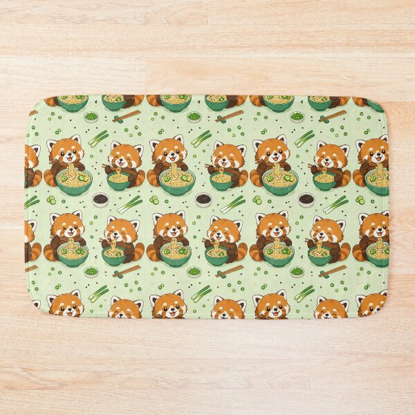 Item preview, Kawaii Red Panda Sesame Noodle Food Pattern designed and sold by Soft Berry Studio.