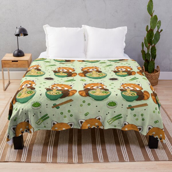 Item preview, Kawaii Red Panda Sesame Noodle Food Pattern designed and sold by Soft Berry Studio.