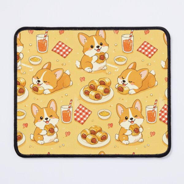 Item preview, Kawaii Corgi Mini Sausage Roll Food Pattern designed and sold by Soft Berry Studio.