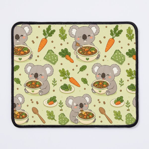 Item preview, Kawaii Koala Lentil Bowl Food Pattern designed and sold by Soft Berry Studio.