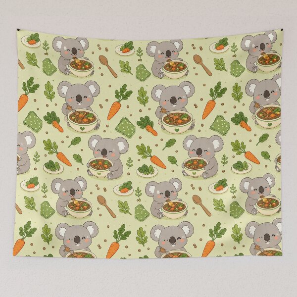 Item preview, Kawaii Koala Lentil Bowl Food Pattern designed and sold by Soft Berry Studio.