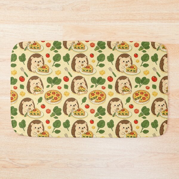 Item preview, Kawaii Hedgehog Spinach Quiche Food Pattern designed and sold by Soft Berry Studio.