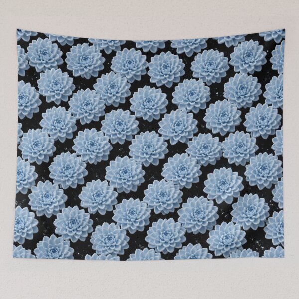 Item preview, Dense Baby Blue Flowers on Black designed and sold by IntelliMindDesigns.