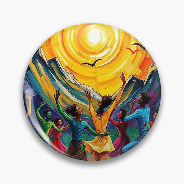 Item preview, Joyful Dance Under the Radiant Sun – Vibrant Group of Dancers Celebrating Life Amid Mountains and Birds designed and sold by MFMart.