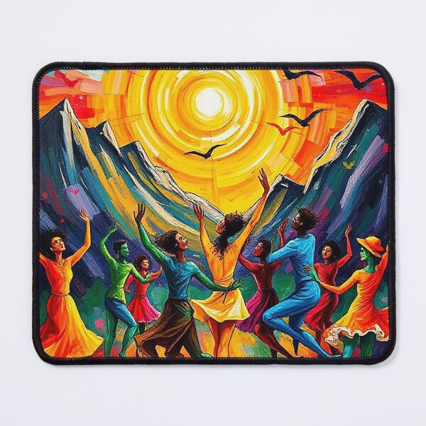 Item preview, Joyful Dance Under the Radiant Sun – Vibrant Group of Dancers Celebrating Life Amid Mountains and Birds designed and sold by MFMart.