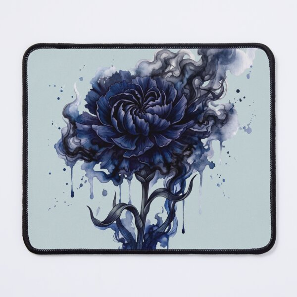 Item preview, Dark Navy Blue Peony Flower Smoke Watercolor Splatter Art designed and sold by BreezifyDesignStudio.
