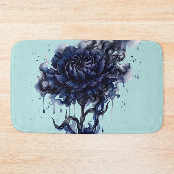 Item preview, Dark Navy Blue Peony Flower Smoke Watercolor Splatter Art designed and sold by BreezifyDesignStudio.