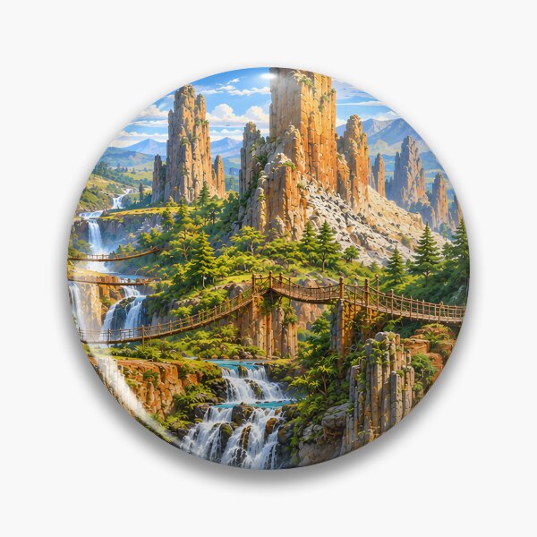 Item preview, Fantasy Waterfall Landscape Jigsaw Puzzle - Scenic Mountain Valley Art designed and sold by BorenStore.