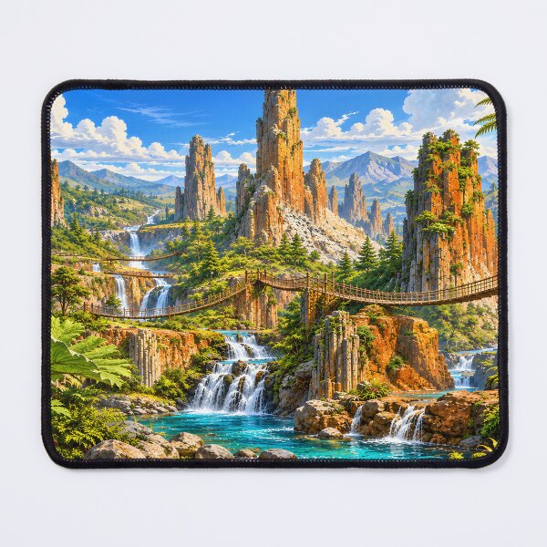 Item preview, Fantasy Waterfall Landscape Jigsaw Puzzle - Scenic Mountain Valley Art designed and sold by BorenStore.