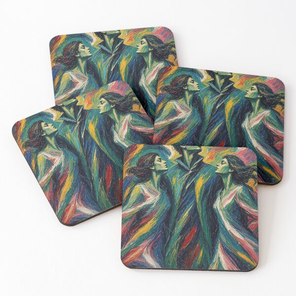 Item preview, Dramatic Expressionist Trio – Powerful Man and Two Women in Vibrant Swirling Colors designed and sold by MFMart.