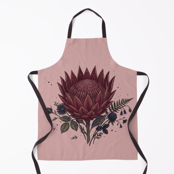 Aperçu de l'œuvre Fleur de protée royale bordeaux foncé, art botanique gothique mystique créée et vendue par BreezifyDesignStudio.