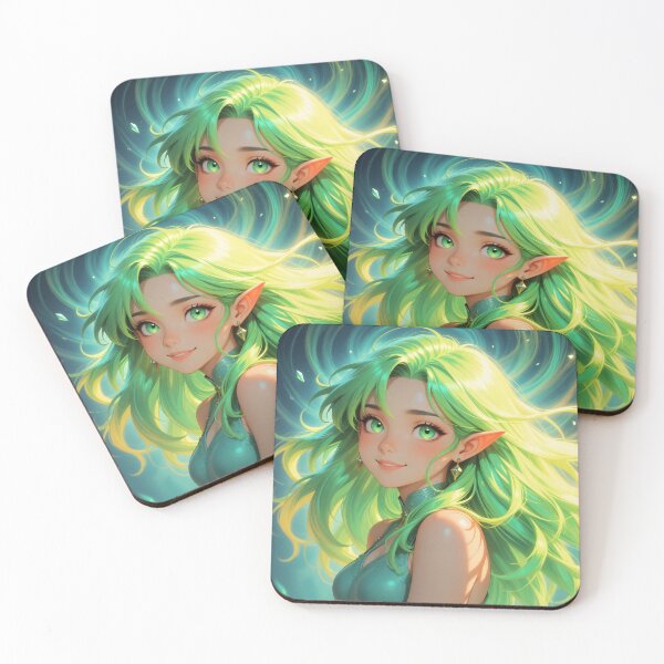 Item preview, Radiant Green-Haired Elf Woman with Emerald Eyes designed and sold by Killington.