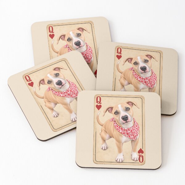 Item preview, Lucky Queen of Hearts Vintage Pit Bull Playing Card designed and sold by RescueHeart10.