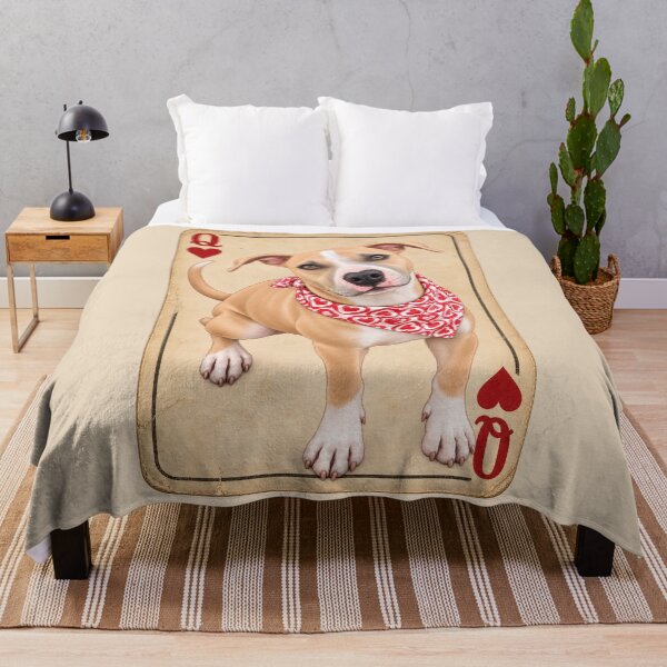 Item preview, Lucky Queen of Hearts Vintage Pit Bull Playing Card designed and sold by RescueHeart10.
