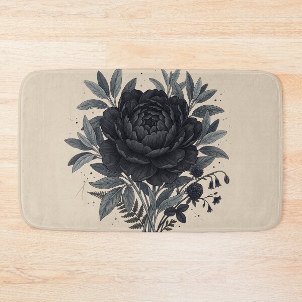 Item preview, Black Peony Flower Bouquet Gothic Monochrome Dark Academia Art designed and sold by BreezifyDesignStudio.