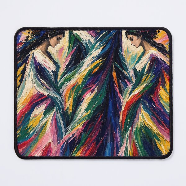 Item preview, Passionate Upward Gaze – Expressionist Trio of Man and Two Women in Flowing Colorful Robes designed and sold by MFMart.