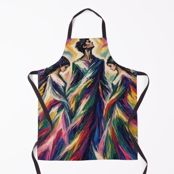 Item preview, Passionate Upward Gaze – Expressionist Trio of Man and Two Women in Flowing Colorful Robes designed and sold by MFMart.