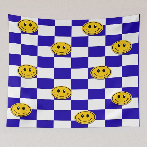 Item preview, Checkered Smiley Faces Lifted Royal Blue  designed and sold by MariahDaGoatedPrincess.