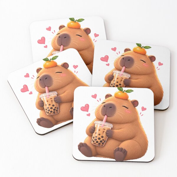 Item preview, Cute Capybara Drinking Boba Tea designed and sold by TinyWeird.