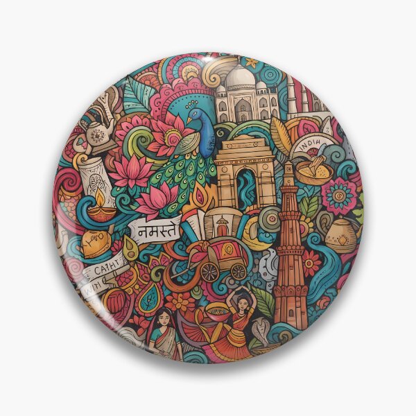 Item preview, Taj Mahal India Culture Festival Doodle Illustration Art designed and sold by ART ATTACK ZONE.