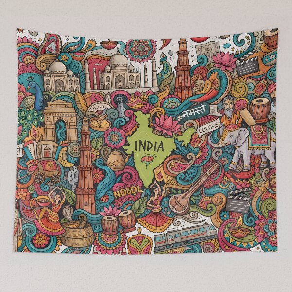Item preview, Taj Mahal India Culture Festival Doodle Illustration Art designed and sold by ART ATTACK ZONE.