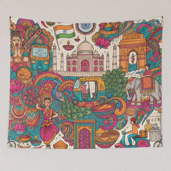 Item preview, Family Incredible India Culture Festival Doodle Illustration Art designed and sold by ART ATTACK ZONE.