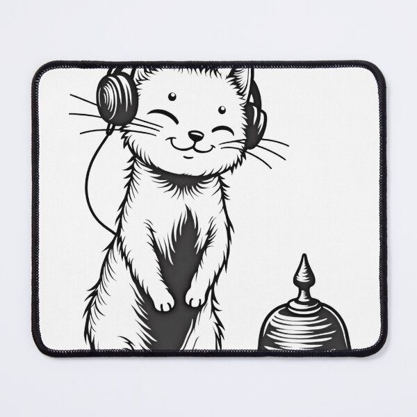 Item preview, Cat with Headphones and Ringing Bell Tattoo Flash designed and sold by Qubivibe.