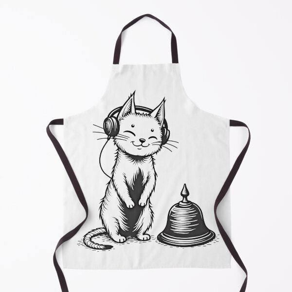 Item preview, Cat with Headphones and Ringing Bell Tattoo Flash designed and sold by Qubivibe.