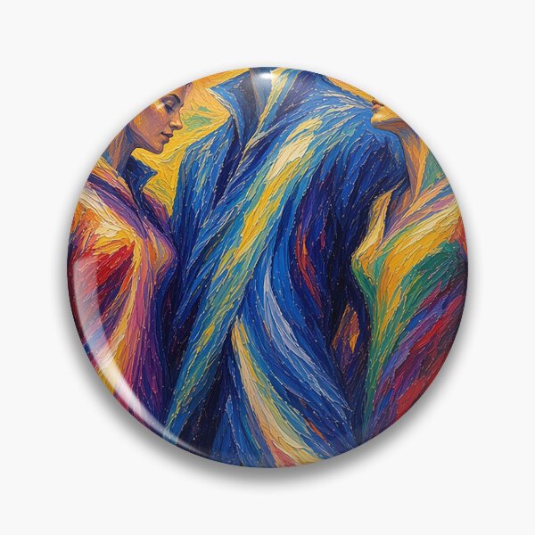 Item preview, Radiant Trio Under the Golden Sun – Expressionist Man and Two Women Amid Colorful Mountains designed and sold by MFMart.