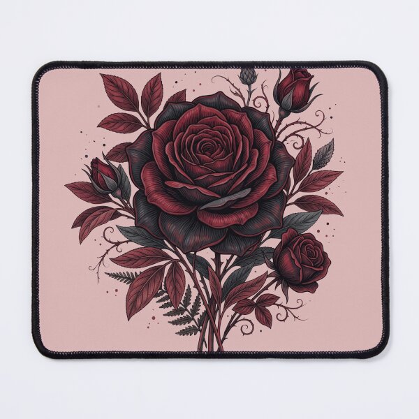 Item preview, Dark Crimson Red Rose Bouquet Gothic Romance Tattoo Aesthetic Art designed and sold by BreezifyDesignStudio.