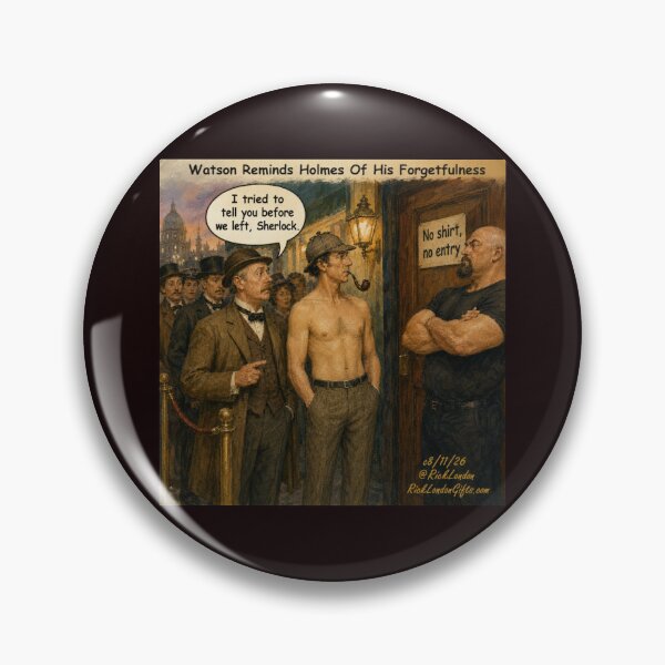 Item preview, Sherlock Holmes Shirtless Cartoon – Watson’s Reminder designed and sold by Rick London Gifts.
