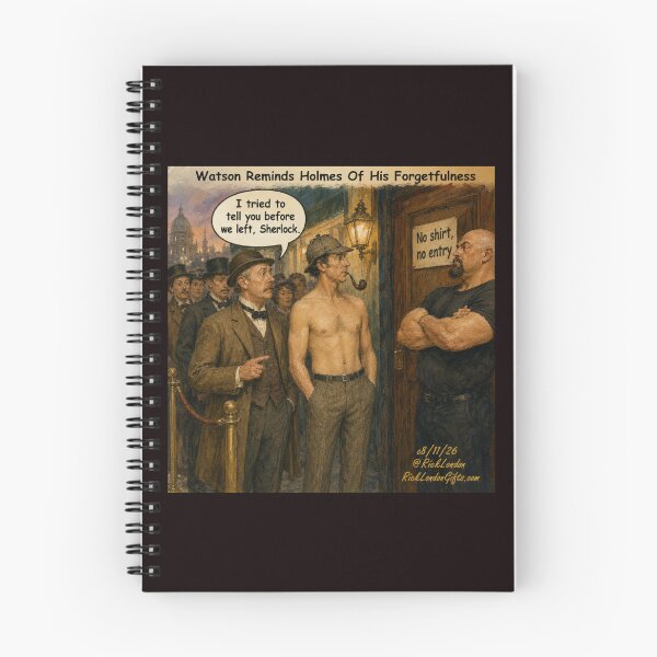 Item preview, Sherlock Holmes Shirtless Cartoon – Watson’s Reminder designed and sold by Rick London Gifts.