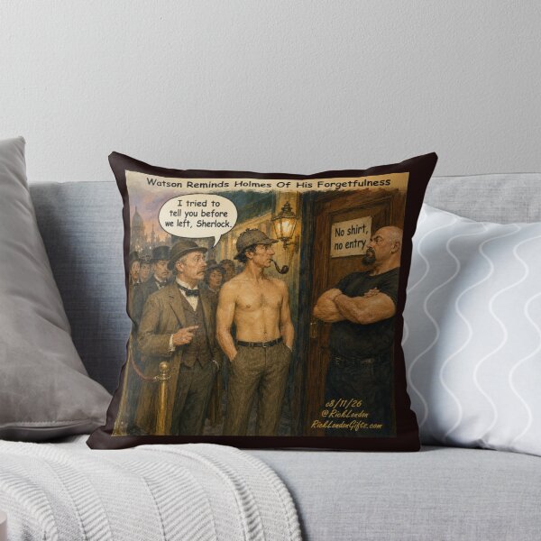 Item preview, Sherlock Holmes Shirtless Cartoon – Watson’s Reminder designed and sold by Rick London Gifts.