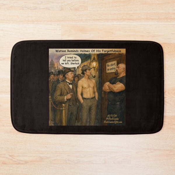 Item preview, Sherlock Holmes Shirtless Cartoon – Watson’s Reminder designed and sold by Rick London Gifts.