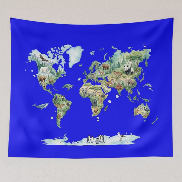 Item preview, Watercolor Animals & World Map designed and sold by BestCoolStuff.