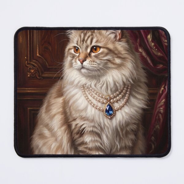 Item preview, Royal Fluffy Cat Pearl Necklace designed and sold by The Real Beast Art.